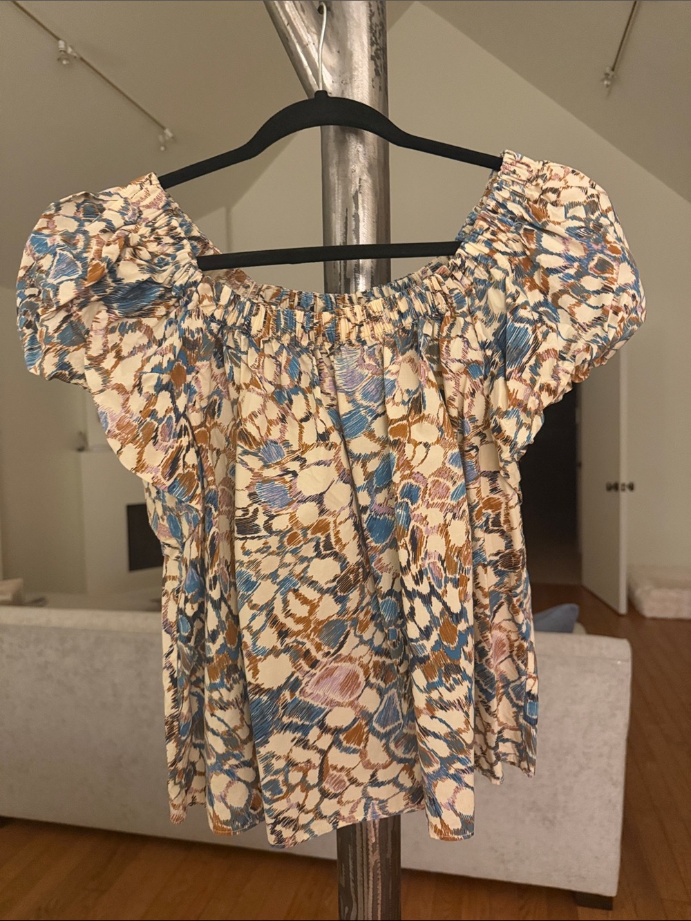 Ulla Johnson Cream Multicolor Off-Shoulder Blouse